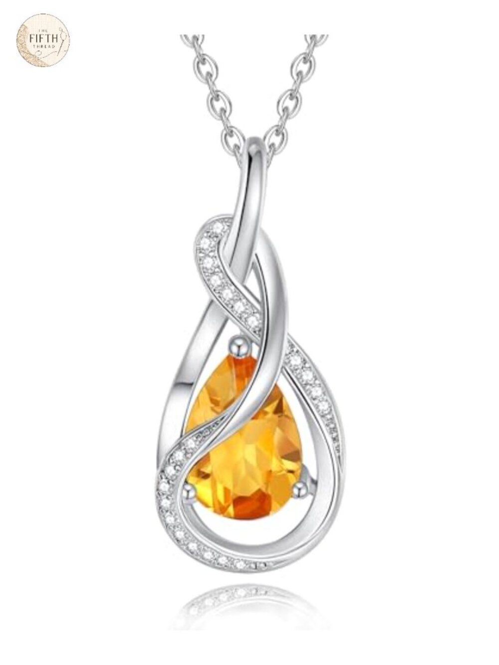 Sterling Silver Birthstone Necklace Ribbon Pendant Jewelry